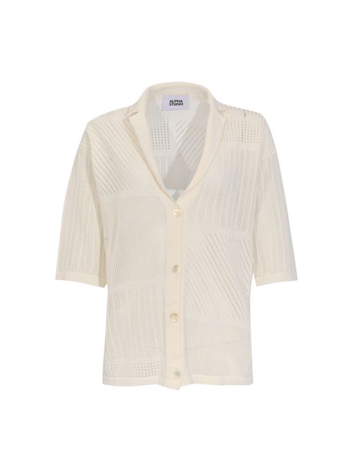 Camicia bowling in cotone tecnico traforato Alpha studio | AD-6200L2003